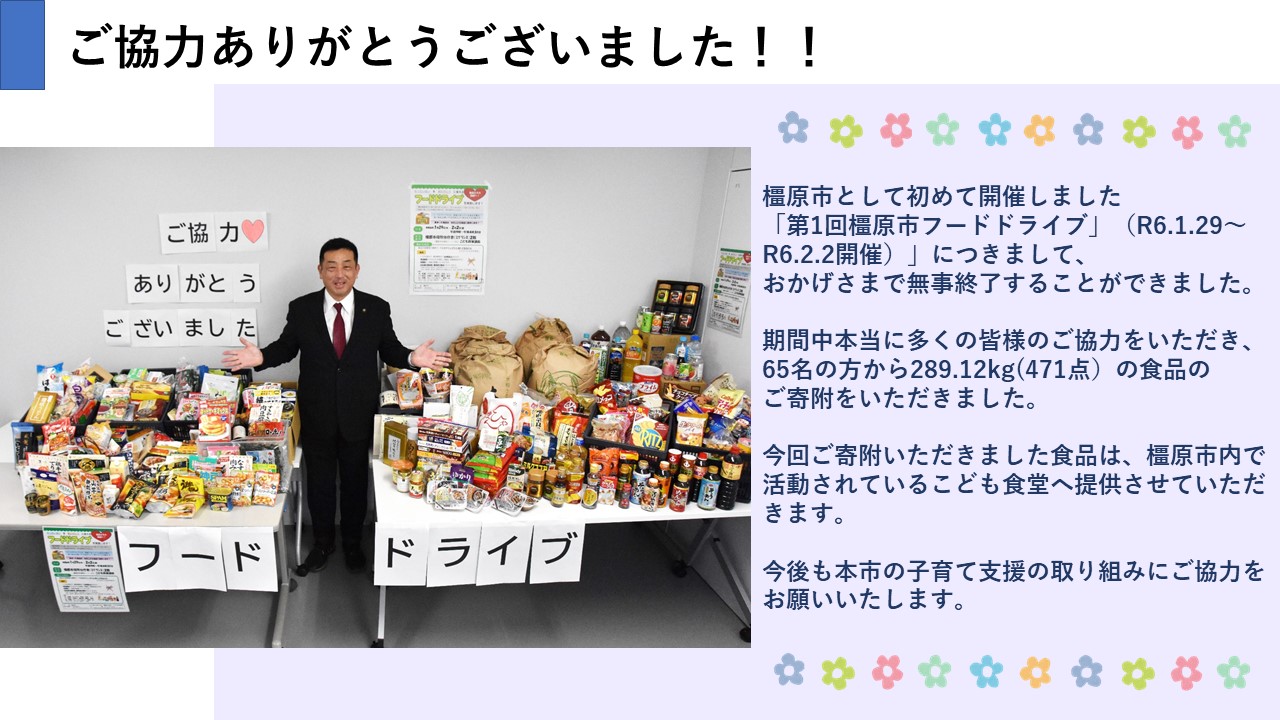 第1回橿原市フードドライブご協力の御礼