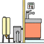 石油給湯機のイラスト