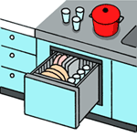 ビルトイン式電気食器洗浄器のイラスト