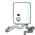 屋内式ガス瞬間湯沸器のイラスト