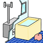 屋内式ガスふろがまのイラスト