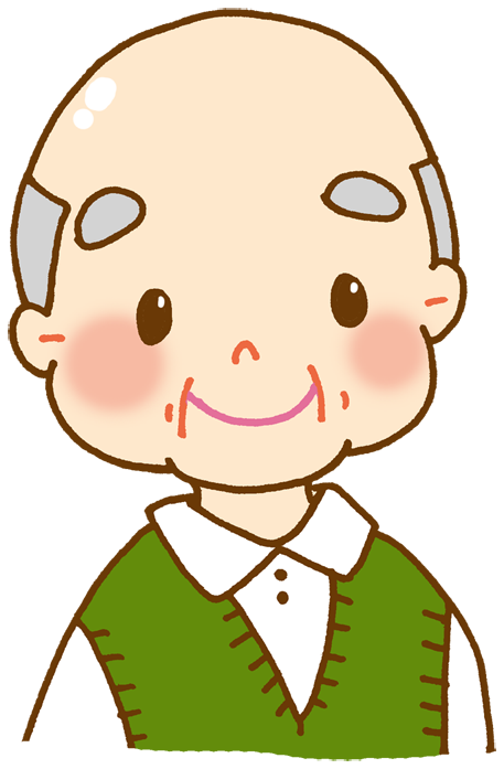 にこやかなな顔のおじいさんのイラスト