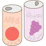 りんごとぶどうの缶ジュース2本のイラスト