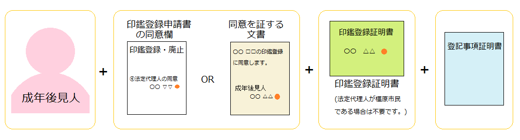 成年被後見人の方の印鑑登録に関する説明図