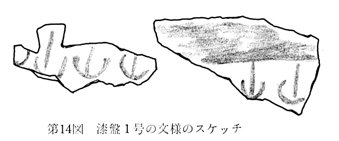 第14図漆盤1号の文様のスケッチ