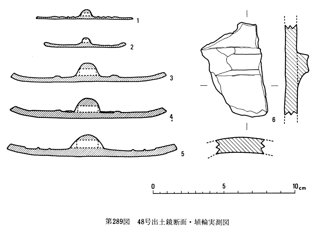 第289図48号出土鏡断面・埴輪実測図