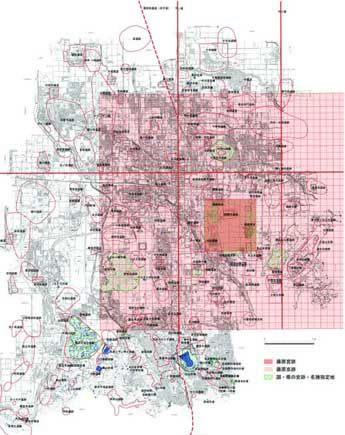 文化財保護法における遺跡規定範囲の地図