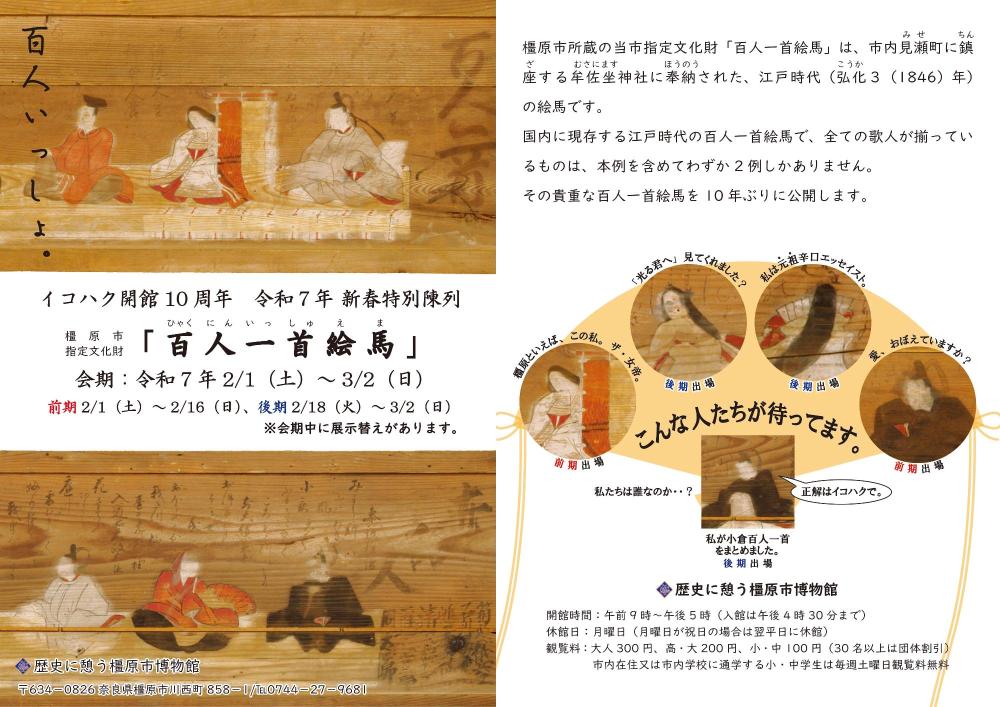 イコハク令和7年新春特別陳列「橿原市指定文化財百人一首絵馬」