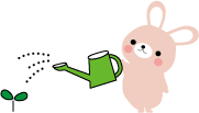 浦議がじょうろで草に水をあげているイラスト