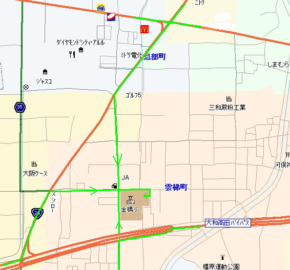 学校までの交通案内の図