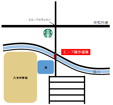 エンズ橋歩道橋周辺の地図のイメージ