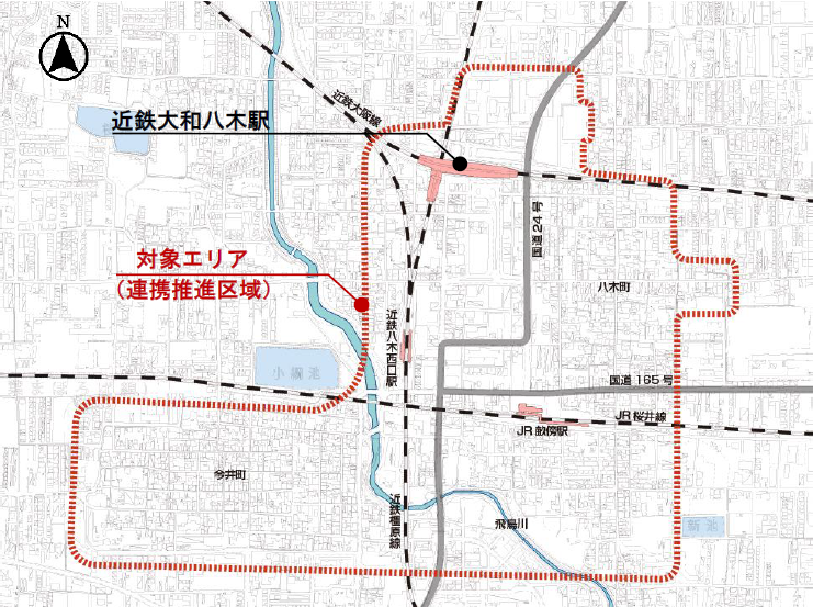 対象エリア（連携推進区域）を示した地図