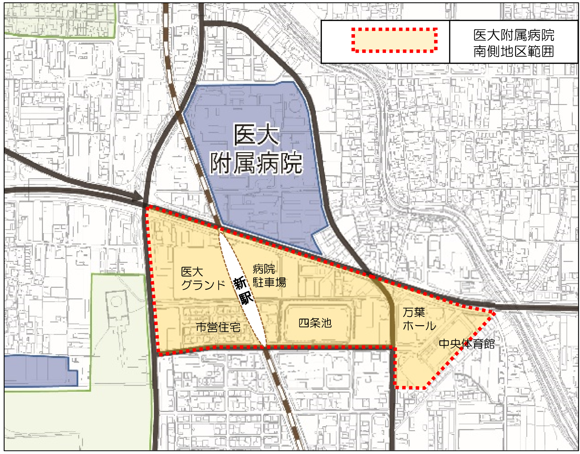 医大附属病院南側地区範囲