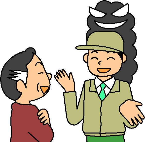 悪質事業者と消費者のイラスト画像