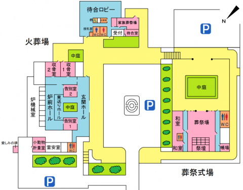 橿原市営斎場のフロアマップ