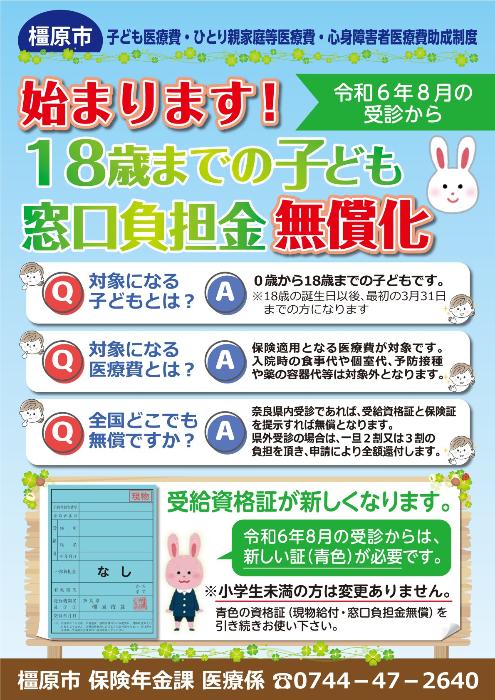 窓口負担金の無償化のチラシ
