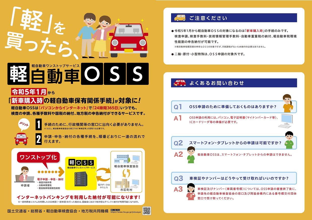 軽自動車ワンストップサービスのチラシの表面と裏面