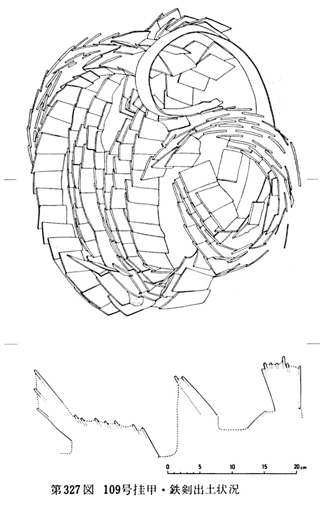 第327図109号挂甲・鉄剣出土状況