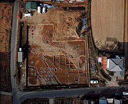 田中廃寺を空から写した、第一次調査の写真