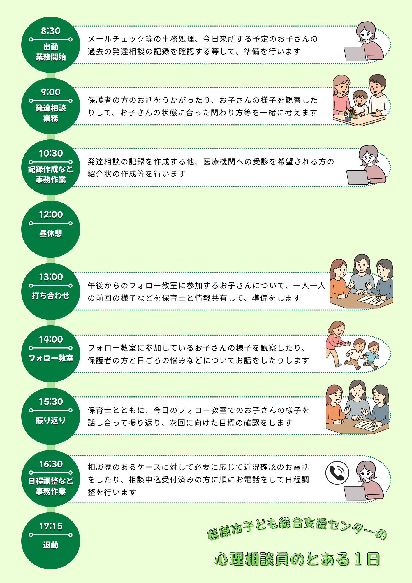 子ども総合支援センターの心理相談員の1日のスケジュール